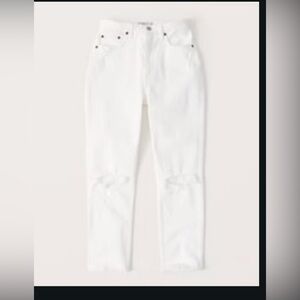 Abercrombie & Fitch Curve Love. The Mom High Rise. Distressed white wash. 4/27